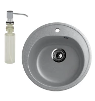 Мойка кухонная Ulgran U-101 342 графитовая + дозатор U-01 графит