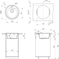 Мойка кухонная Ulgran U-101 342 графитовая + дозатор U-01 графит
