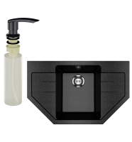 Мойка кухонная Ulgran U-609 308 черная + дозатор U-02 черный Мойка кухонная Ulgran U-609 308 черная + дозатор U-02 черный