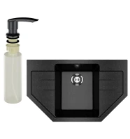 Мойка кухонная Ulgran U-609 308 черная + дозатор U-02 черный Мойка кухонная Ulgran U-609 308 черная + дозатор U-02 черный