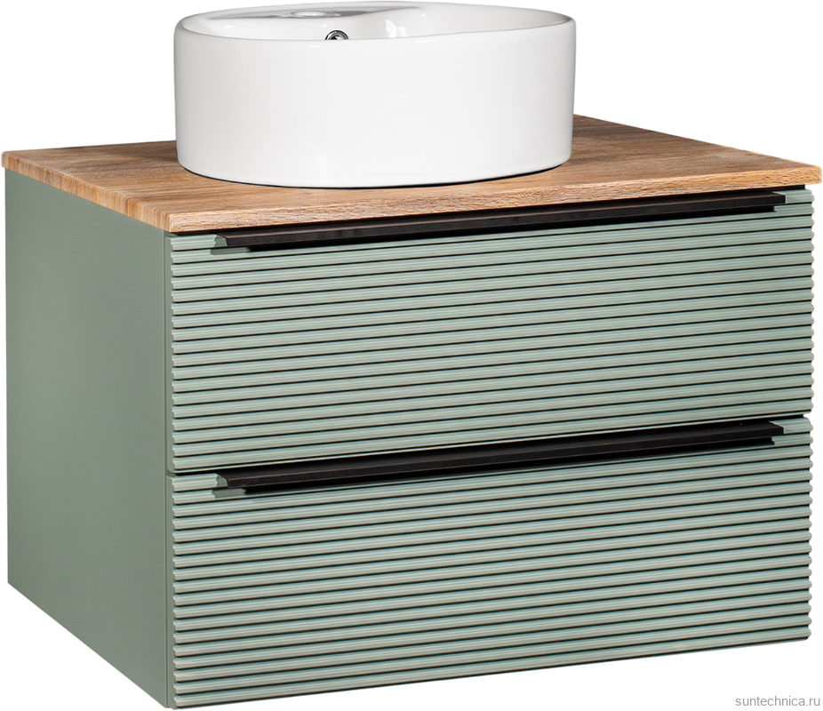 Мебель для ванной комнаты Runo Орлеан 70 зеленая, дуб натуральный, раковина Sole 40