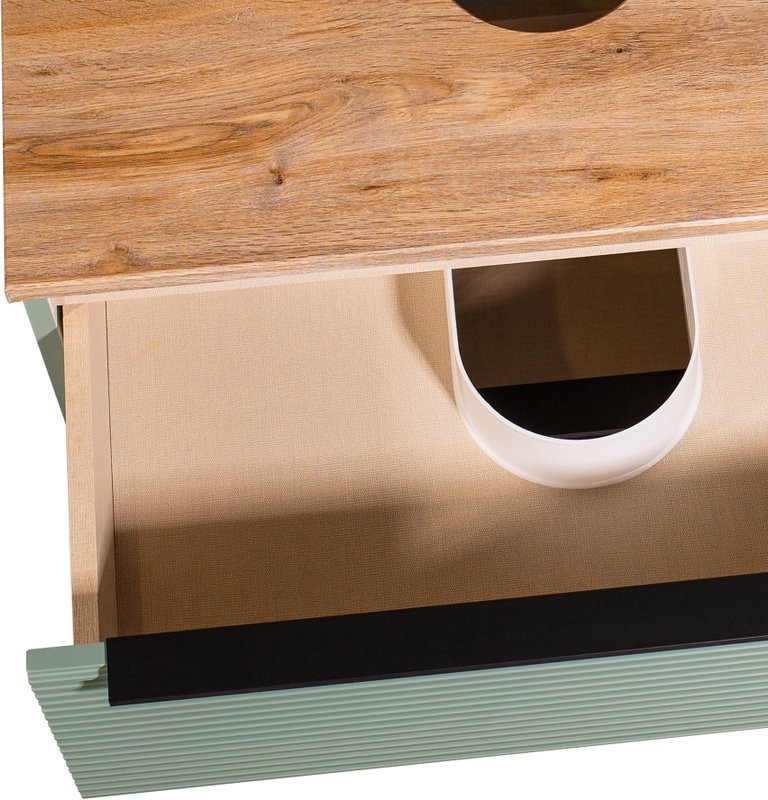 Мебель для ванной комнаты Runo Орлеан 70 зеленая, дуб натуральный, раковина Sole 40