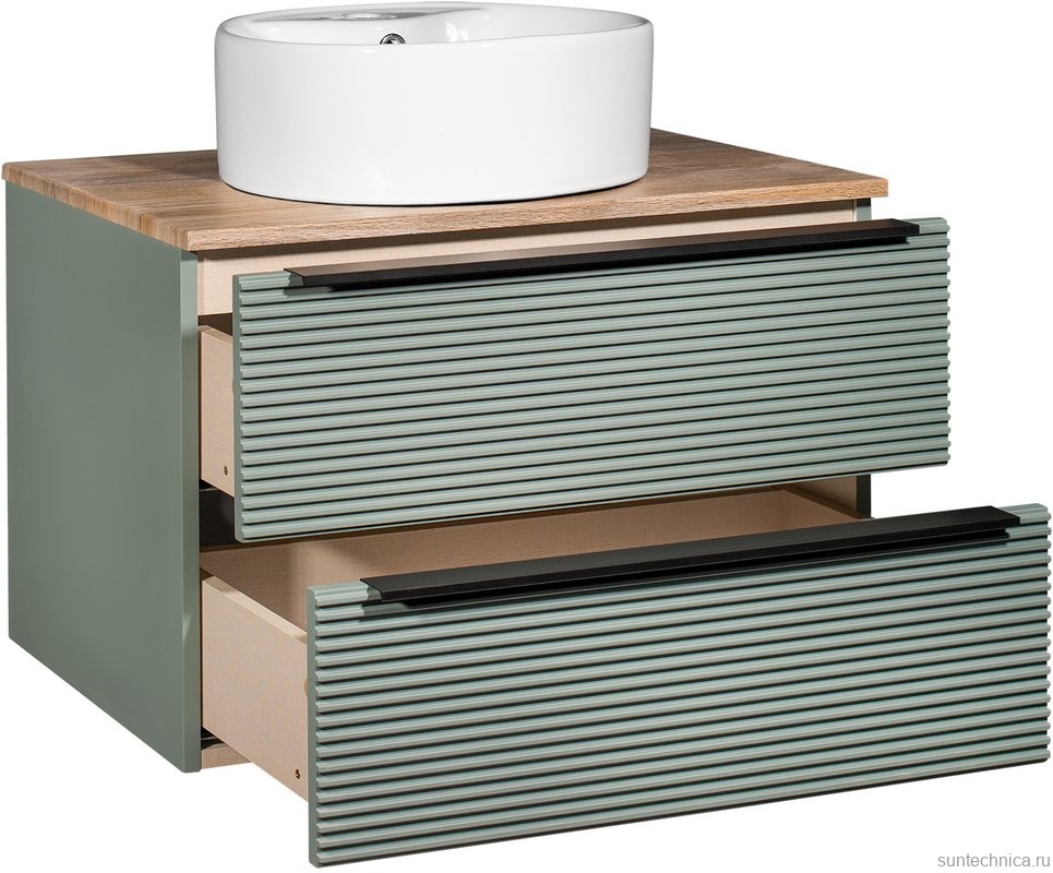 Мебель для ванной комнаты Runo Орлеан 70 зеленая, дуб натуральный, раковина Sole 40