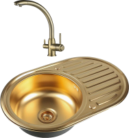 Комплект Мойка Zorg Inox PVD SZR-7750 bronze + Смеситель Steel Hummer SH 699 BRONZE бронза