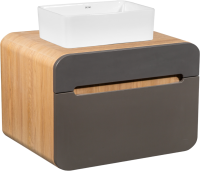 Мебель для ванной комнаты Runo Ницца 60 дуб натуральный, графит, раковина Duo 40