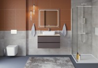 Тумба под раковину со столешницей BelBagno Kraft 80 подвесная, матовая темно-серая, столешница kep-80-mco