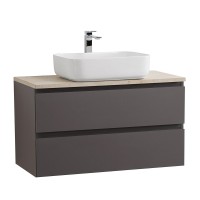 Тумба под раковину со столешницей BelBagno Kraft 80 подвесная, матовая темно-серая, столешница kep-80-mco