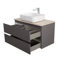 Тумба под раковину со столешницей BelBagno Kraft 80 подвесная, матовая темно-серая, столешница kep-80-mco