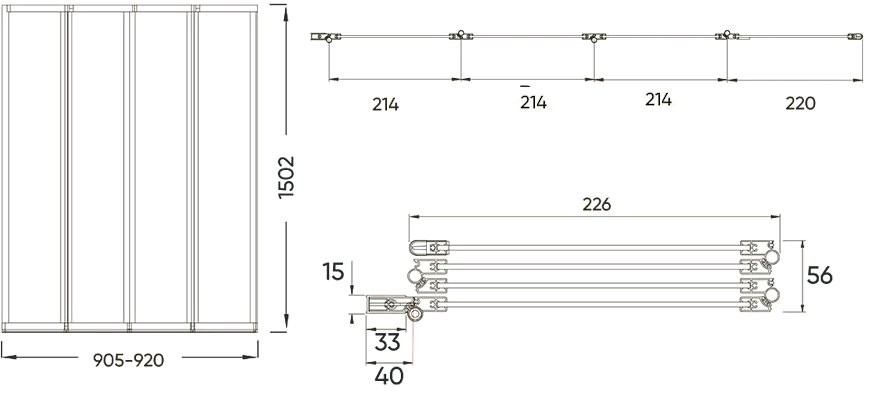 Шторка на ванну Veconi Palau PL-74BL 90 см, профиль черный