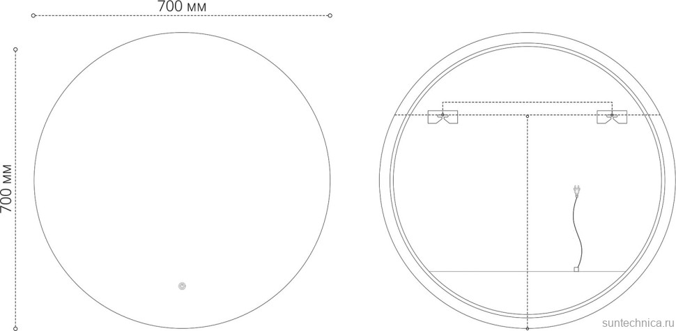 Зеркало круглое Grossman Cosmo-норма Black 70 с подсветкой, с антизапотевателем