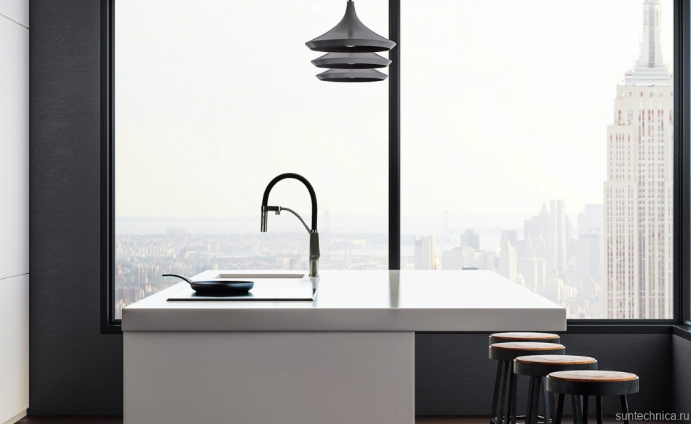 Смеситель для кухни Lemark Bronx LM3761GM графит с гибким изливом