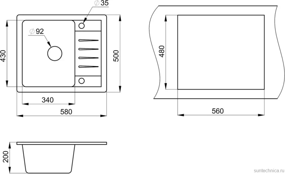 Мойка кухонная Granula Standart 5803, белый
