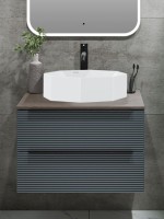 Тумба под раковину со столешницей Runo Орлеан 60 подвесная, зеленая, дуб натуральный