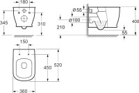 Комплект Унитаз подвесной BelBagno Prado BB10150CH безободковый + Крышка BB10150SC с микролифтом, петли хром + Кнопка AlcaPlast Thin THIN M775 белый - золото + Инсталляция A101 Sadromodul