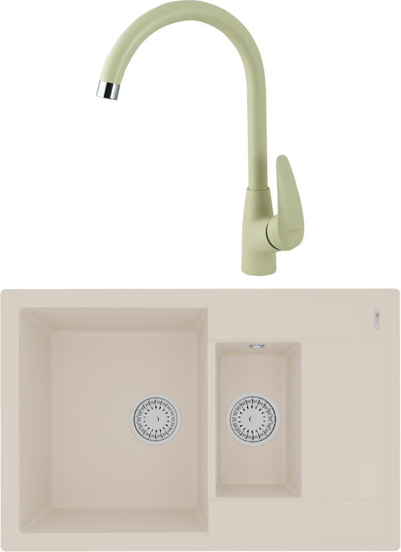 Комплект Мойка Lemark Ramza 760 9910042 шампань + Смеситель Linara LM0405PSH шампань