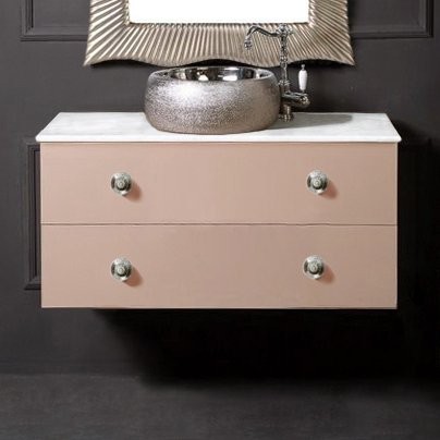 Тумба с раковиной Armadi Art NeoArt 100 капучино с ручками Flora хром