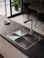 Мойка кухонная РМС MR-6050 c корзиной и дозатором, нержавеющая сталь