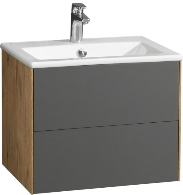 Тумба под раковину AQUATON Сохо 60 дуб веллингтон, графит софт