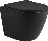 Комплект Унитаз подвесной SantiLine SL-5025MB безободковый, с микролифтом, система смыва Tornado + Инсталляция SantiLine SL-03 с черной кнопкой смыва