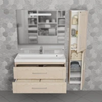 Тумба под раковину СаНта Венера 100 подвесная, дуб бежевый