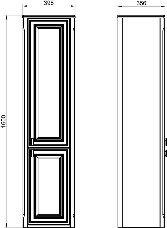 Шкаф пенал для ванной ASB-Woodline Кастелло 40 бежевый