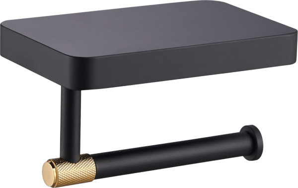 Держатель туалетной бумаги Wonzon & Woghand WW-9226 черный, золото, с полкой