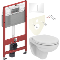 Комплект Унитаз подвесной Ideal Standard Eurovit K881201 безободковый + Инсталляция TECE Base 9400413 4 в 1 с кнопкой смыва