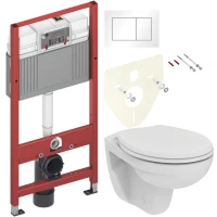Комплект Унитаз подвесной Ideal Standard Eurovit K881201 безободковый + Инсталляция TECE Base 9400413 4 в 1 с кнопкой смыва