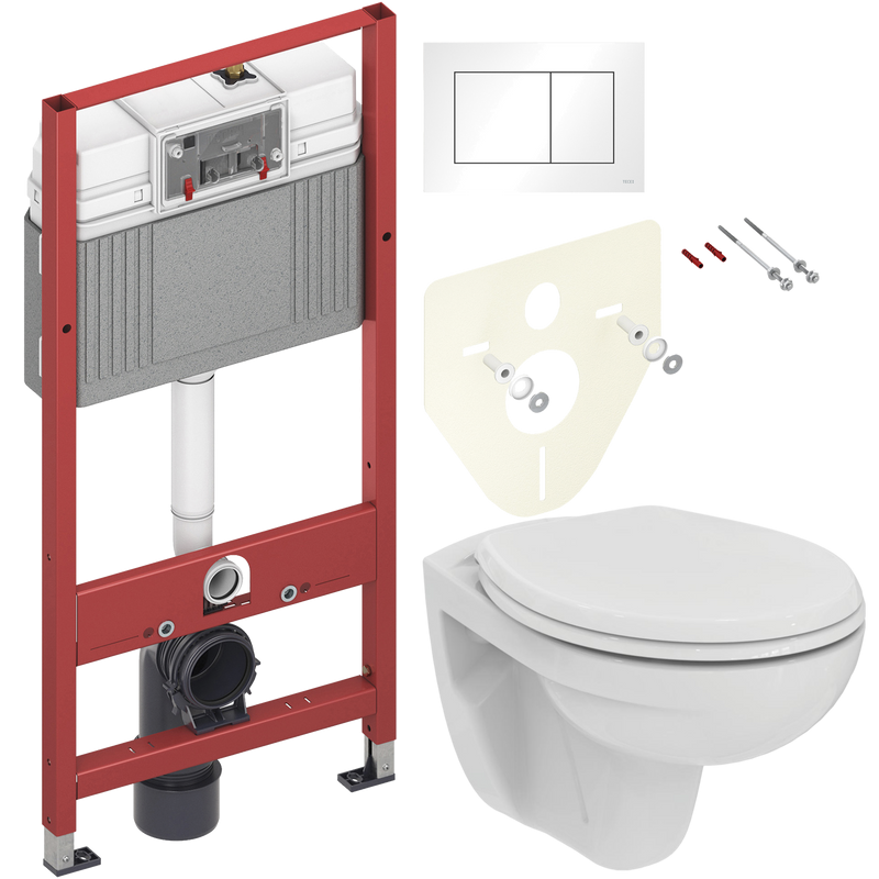 Комплект Унитаз подвесной Ideal Standard Eurovit K881201 безободковый + Инсталляция TECE Base 9400413 4 в 1 с кнопкой смыва
