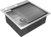 Комплект Мойка Paulmark Kroner + Pro PM705151-BS+R405-BS брашированная сталь + Измельчитель Bone Crusher BC 910-SL-Slim Line