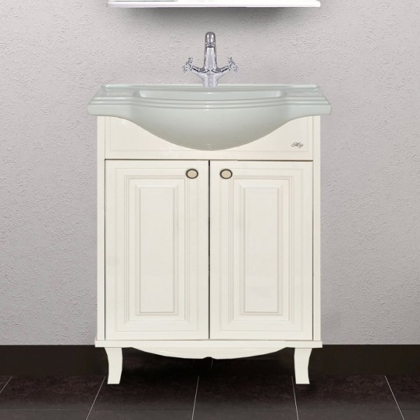 Тумба с раковиной Misty Шармель 65 светло-бежевая эмаль