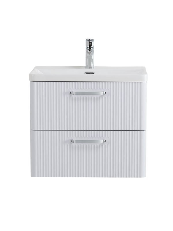 Тумба с раковиной BelBagno Due 50 ручки хром полированный, bianco lucido