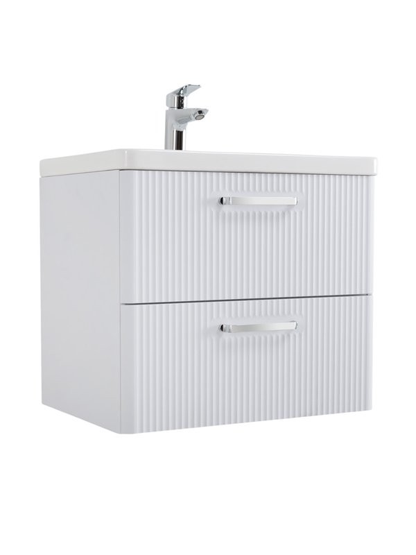 Тумба с раковиной BelBagno Due 50 ручки хром полированный, bianco lucido