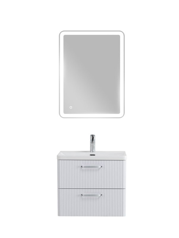 Тумба с раковиной BelBagno Due 50 ручки хром полированный, bianco lucido