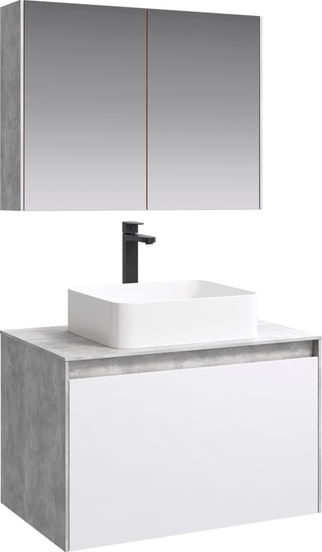 Мебель для ванной комнаты Aqwella 5 stars Mobi 80 бетон светлый, белая