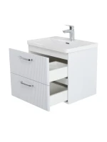 Мебель для ванной комнаты BelBagno Due 60 ручки хром полированный, белый металлик