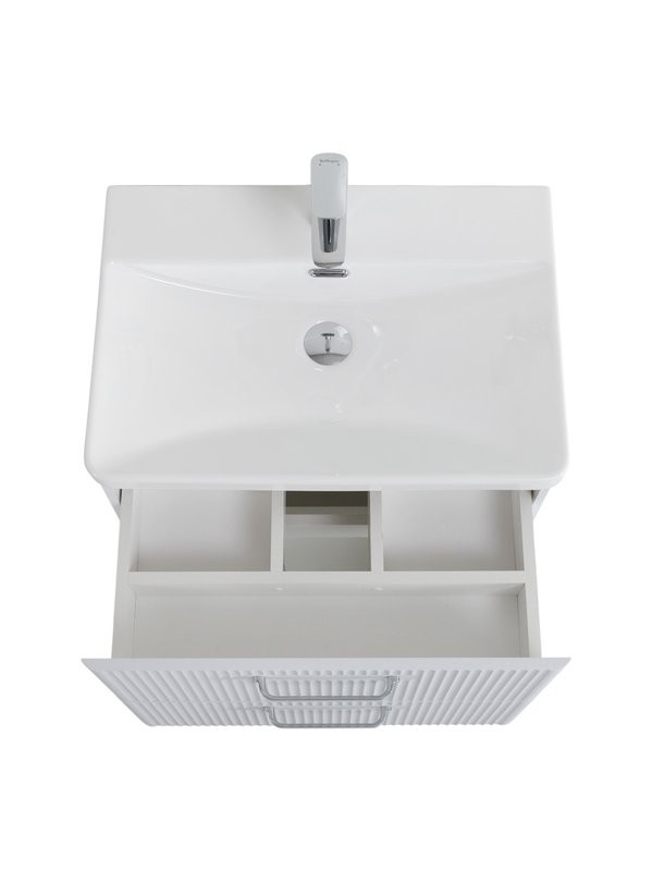 Мебель для ванной комнаты BelBagno Due 60 ручки хром полированный, белый металлик