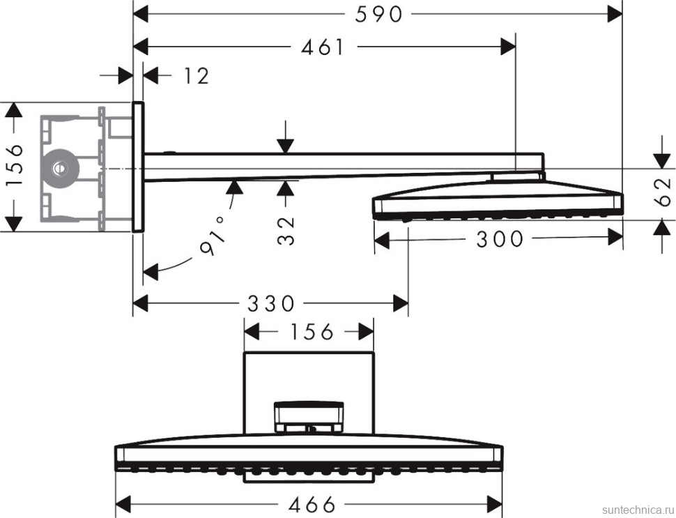 Душевой комплект Hansgrohe Rainmaker Select 460 (3 jet) 24007600 + 26626000 + 27506000 + 15735600 + 15736600