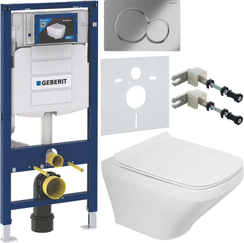 Комплект Унитаз подвесной BelBagno Sela BB3201CHR белый + Крышка BB3201SC белая + Инсталляция Geberit Duofix UP 320 111.300.00.5 + Кнопка Sigma 01 115.770.21.5 хром + Крепления 111.815.00.1 к стене + Звукоизоляция