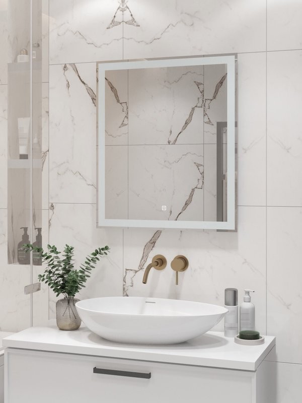 Зеркало CONTINENT Led Clamm 60х70 см, сенсорное, с холодной подсветкой