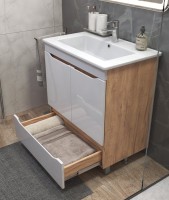 Тумба с раковиной Vigo Grani 75 напольная, дуб золотой, раковина Оскар 75