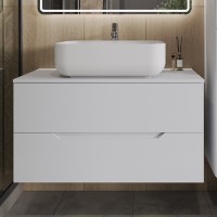 Тумба с раковиной Orange Line 100 подвесная, 2 ящика, матовая белая с раковиной B03-600W