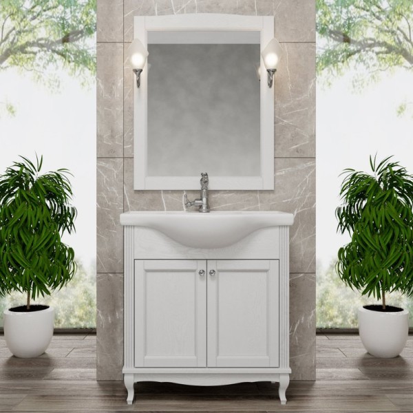 Мебель для ванной комнаты ValenHouse Эллина 80 белая, 2 дверцы, ручки хром