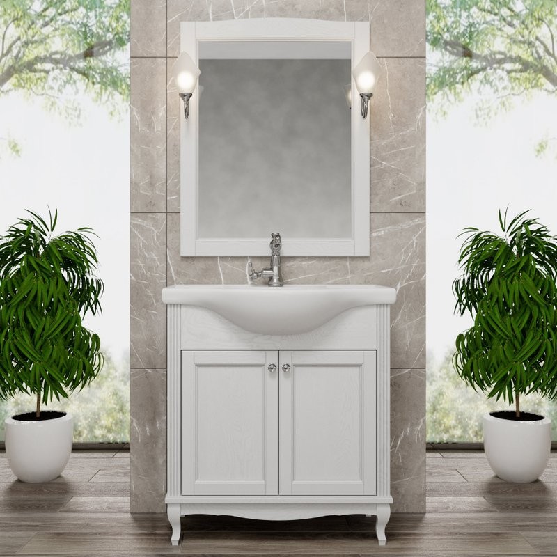 Мебель для ванной комнаты ValenHouse Эллина 80 белая, 2 дверцы, ручки хром