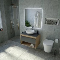 Тумба с раковиной Teymi Ritta 65 дуб эврика, матовый графит, раковина Lori 40