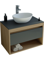 Тумба с раковиной Teymi Ritta 65 дуб эврика, матовый графит, раковина Lori 40