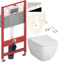 Комплект Унитаз подвесной VitrA Shift 7742B003-0075 белый глянцевый + Крышка Integra Square 191-003-009 с микролифтом + Инсталляция TECE Now 9400412 4 в 1 с кнопкой смыва