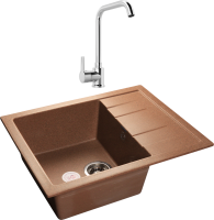 Комплект Мойка GranFest Quadro GR Q-650 L терракот + Смеситель MEGA Ege MG-PL10 хром