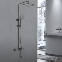 Душевая стойка Vincea Desire VSFS-1D0TGM с термостатом, вороненая сталь