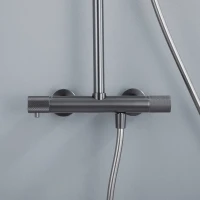 Душевая стойка Vincea Desire VSFS-1D0TGM с термостатом, вороненая сталь